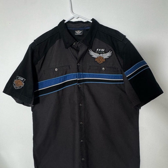 Harley Davidson 115th Year Button Vented Shirt Garage Motorcycle Shop XL - Picture 1 of 14